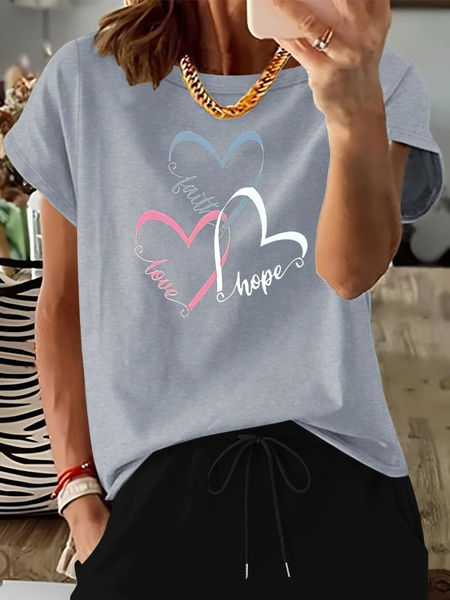 

Vintage Heart/Cordate Crew Neck Short Sleeve T-shirt, Light gray, T-shirts