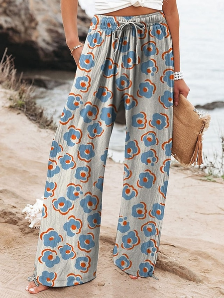 

Casual Floral Long Printing Pant, As picture, Pants