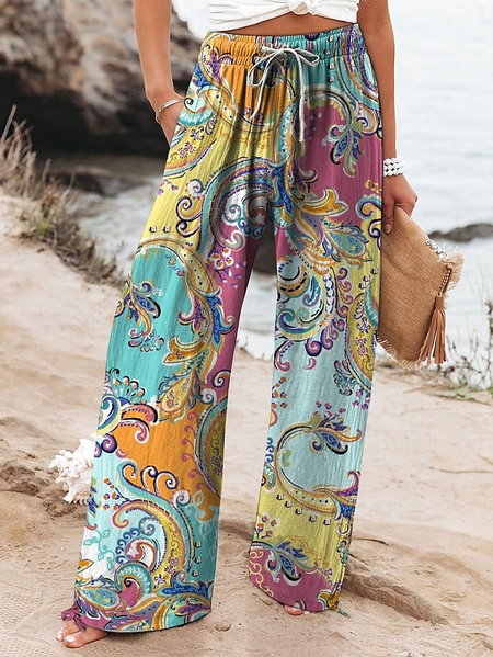 

Casual Abstract Graphic Long Printing Pant, As picture, Pants