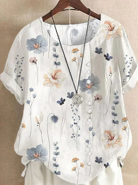 

Cotton Elegant Floral Blouse, White, Blouses & Shirts