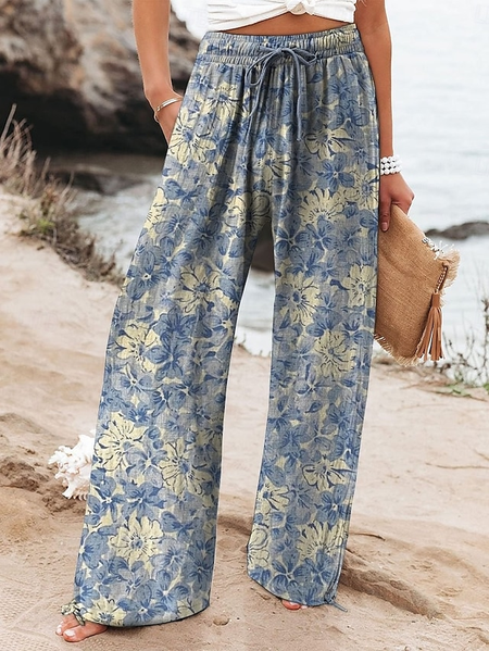 

Casual Floral Long Printing Pant, As picture, Pants