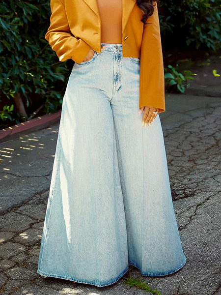 

Denim Distressing Loose Casual Jeans, Blue, Jeans