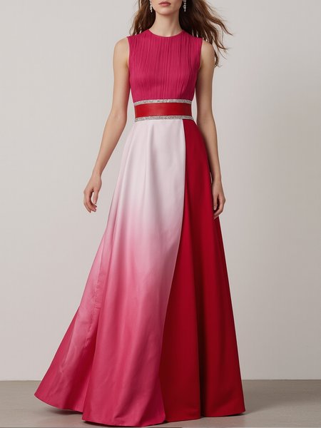 

Elegant Ombre Rhinestone Irregular Craftsmanship Maxi Dress, Pink, Maxi Dresses