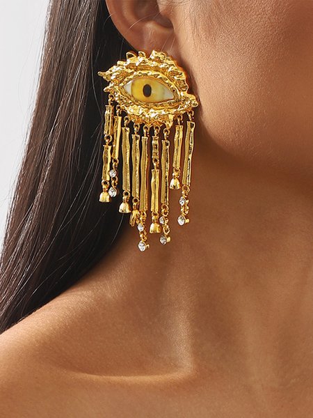 

Exaggerated Devil Eye Tassel Earrings, Yellow, Earrings
