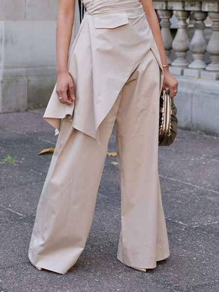 

Urban Plain Wide Leg Pants, Apricot, Pants