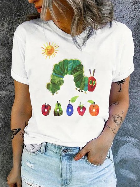 

Vintage Animal Art Print Crew Neck Short Sleeve Cotton T-shirt, White, T-shirts