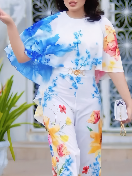 

Vacation Floral Printing Blouse, As picture, Blouses and Shirts