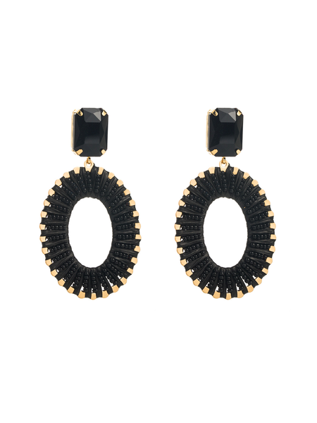 

Summer fresh leisure holiday handmade rice bead earrings, Black, Earrings