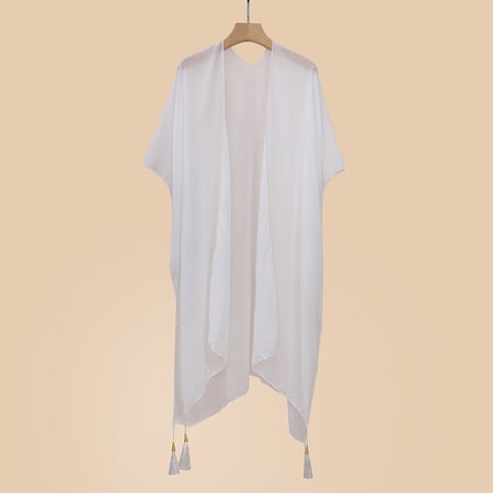 

Women Plain Summer Cover-up Casual Lightweight Cardigan, White, Cardigans