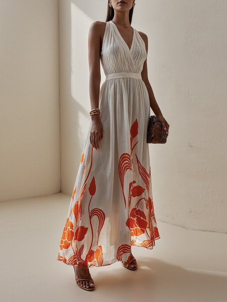 

Vacation Floral Printing Maxi Dress, Red, Maxi Dresses