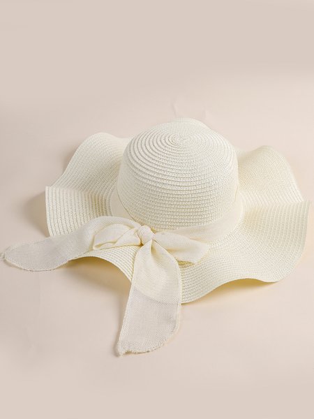 

Beach straw hat wide brim straw hat women summer vacation sun protection beach hat sun hat straw hat, White, Women Hats