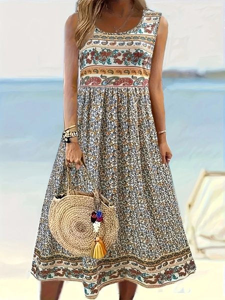 

Floral Casual Dress With No, White, Dresses