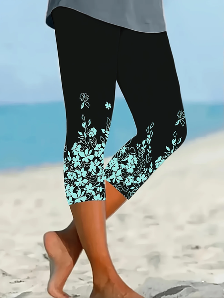 

Women's Casual Floral Spring Print Leggings, Green, Leggings