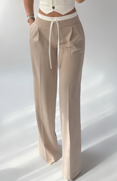 

Urban Color Block Straight Fashion Pants, Apricot, Pants