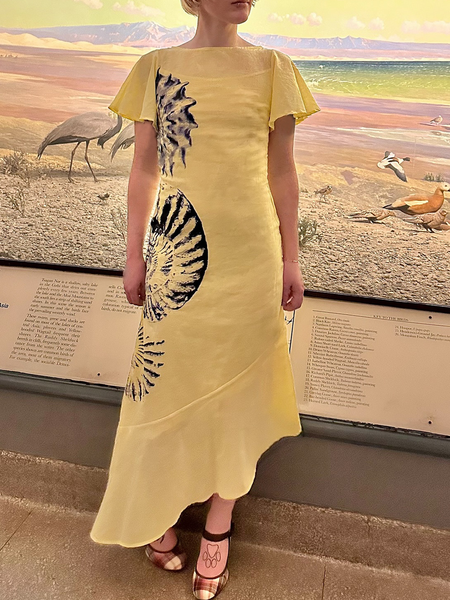 

Vacation Floral Ruffle Sleeve Printing Crew Neck Maxi Dress, As picture, Maxi Dresses