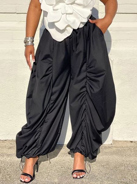 

Urban Plain Pockets Bloomers Fashion Pants, Black, Pants