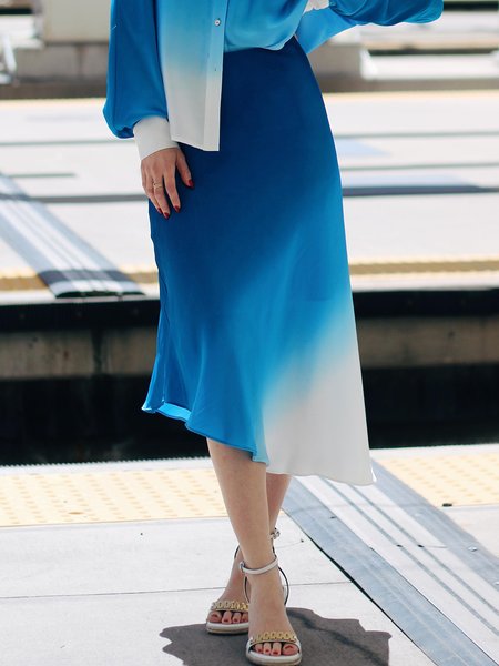 

Urban Printing Ombre Midi Skirt, Blue, Skirts