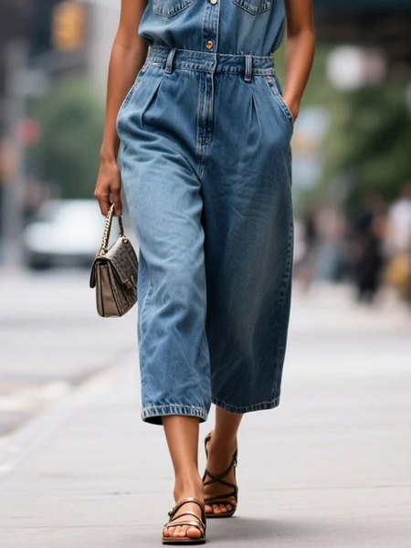 

Urban Plain Denim Straight Jeans, Blue, Jeans