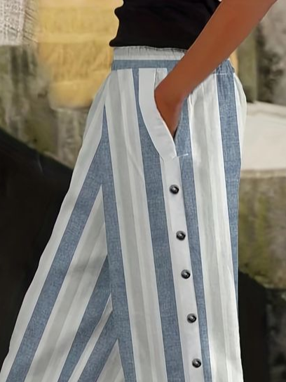 Women Striped Long Pant Casual Spring/Fall Trousers