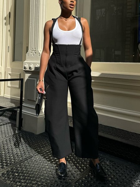 

Urban Plain Bib Pants, Black, Jumpsuits