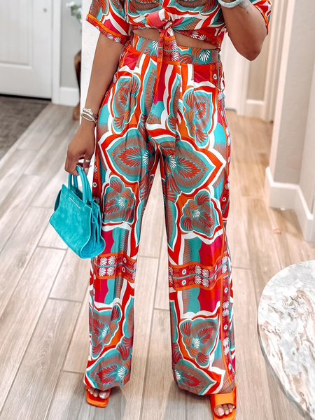 

Vacation Abstract Graphic Printing Fashion Pants, As picture, Pants