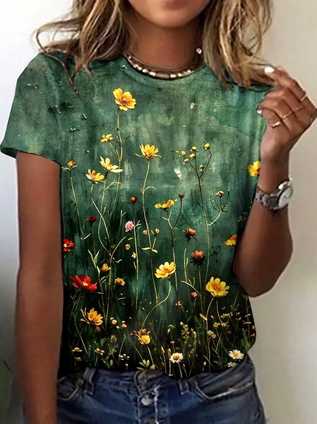 

Vintage Animal Crew Neck Short Sleeve T-shirt, Green, T-shirts