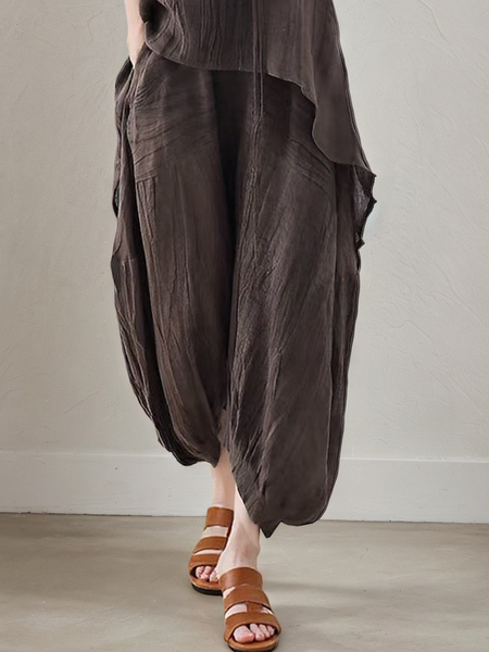 

Casual Animal linen-cotton Pant, Brown, Pants