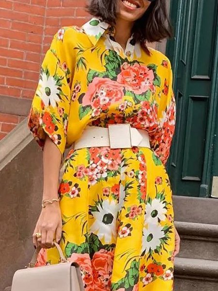 

Vacation Floral Printing Shirt Collar Shirt, As picture, Blouses and Shirts