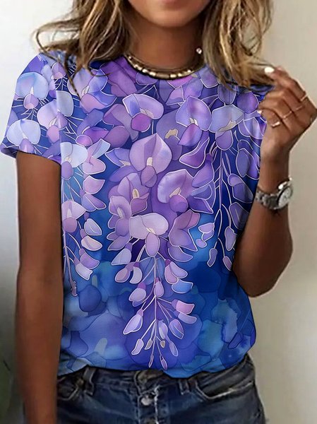 

Vintage Animal Crew Neck Short Sleeve T-shirt, Blue, T-shirts