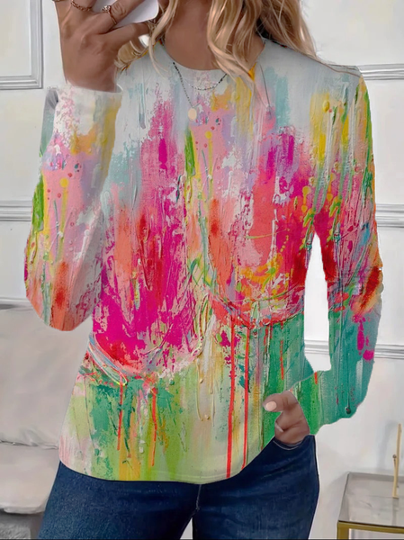 

Women Floral Long Sleeve Tee T-shirt Crew Neck Printing Casual Spring/Fall Graphic Tee Top, As picture, T-Shirts