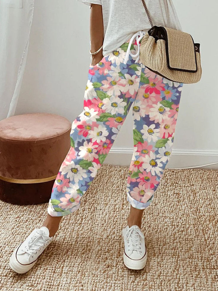 

Women Floral Long Pants Casual Spring/Fall Trousers, As picture, Pants