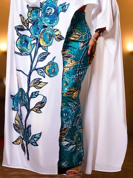 

Urban Printing Floral Midi Skirt, Blue, Skirts