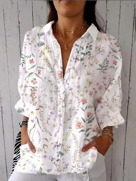 

Women's Floral Print Casual Shirt, White, Blouses & Shirts