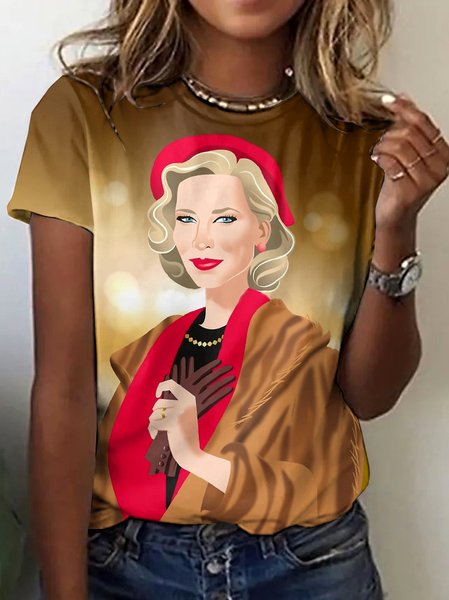 

Vintage Animal Crew Neck Short Sleeve T-shirt, Brown, T-shirts