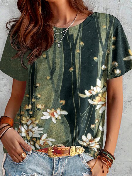 

Vintage Animal Crew Neck Short Sleeve T-shirt, Green, T-shirts