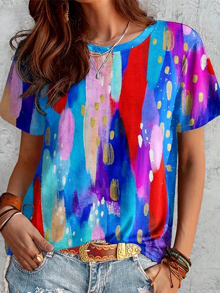 

Vintage Animal Crew Neck Short Sleeve T-shirt, Blue, T-shirts