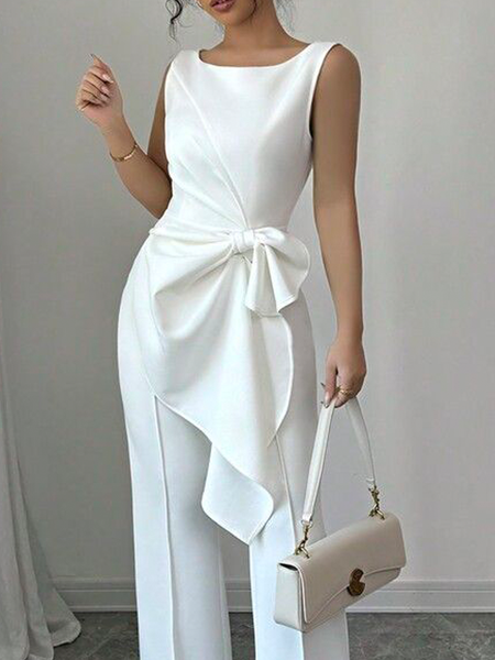 

Urban Plain Asymmetric Crew Neck Tank Top, White, Tanks and Camis
