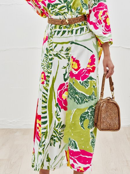 

Urban Printing Floral Maxi Skirt No Belt, As picture, Skirts
