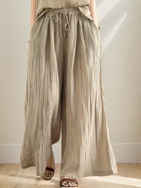 

Casual Straight linen-cotton Pants, Apricot, Pants