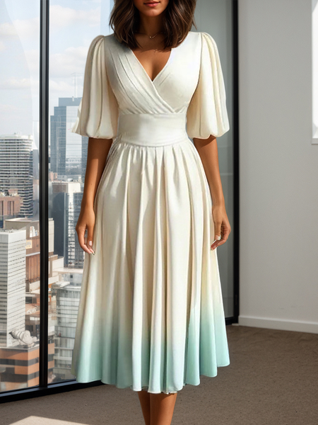 

Urban Ombre Printing Midi Dress, As picture, Midi Dresses