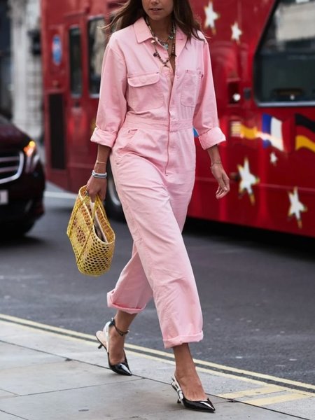 

Urban Pockets Plain Jumpsuit, Pink, Jumpsuits