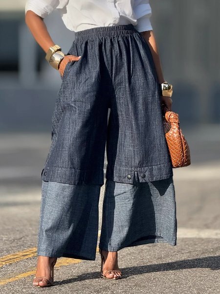 

Casual Denim Split Joint Loose Jeans, Denim blue, Jeans