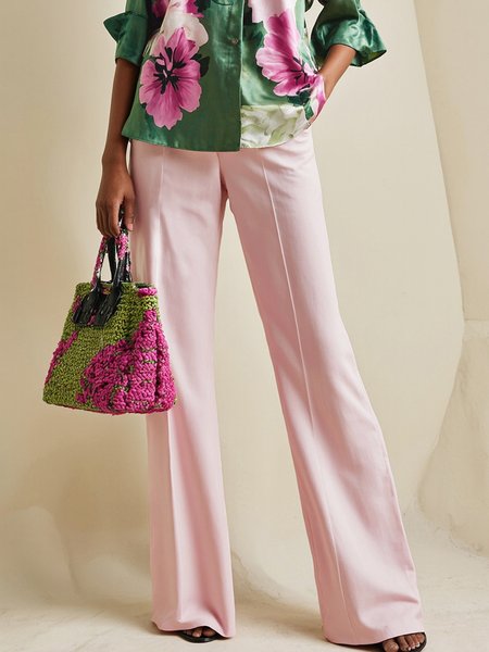 

Urban Plain Straight Fashion Pants, Light pink, Pants