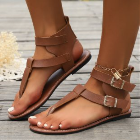 

Summer Plain Pu Vacation Gladiator Sandals, Deep brown, Sandals