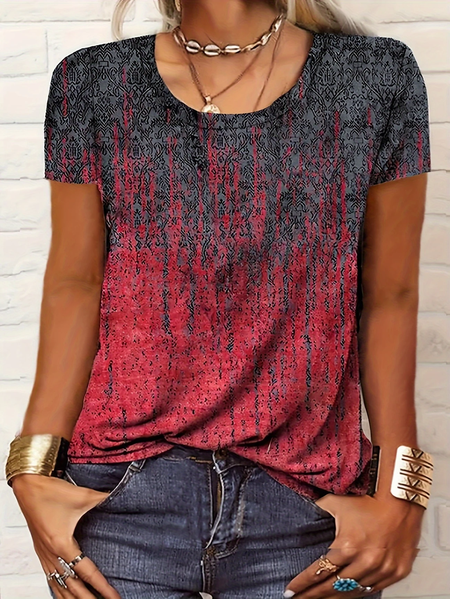 

Women Abstract Short Sleeve Tee T-shirt Crew Neck Printing Casual Summer Graphic Tee Top, As picture, T-Shirts