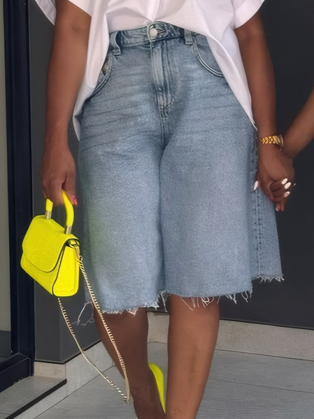 

Casual Pockets Denim Shorts, Blue, Denim Shorts