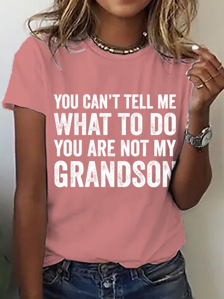 

Casual Text Letters Crew Neck Short Sleeve T-shirt, Orange pink, T-shirts
