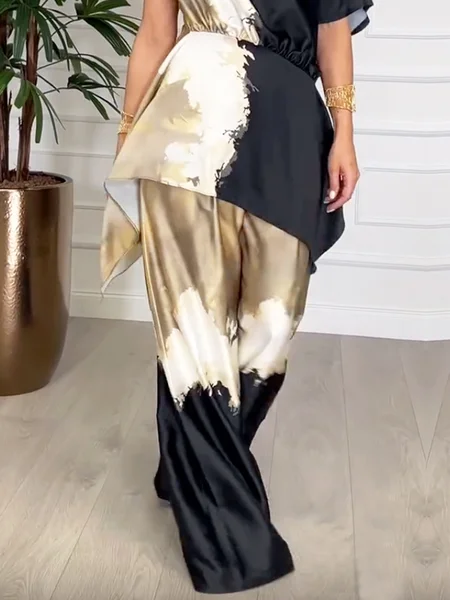

Urban Abstract Printing Straight Fashion Pants, As picture, Pants