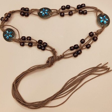 

Retro All-match Braided Waist Rope Bohemian Women's Waist Belt Ethnic Belt Korean Style Decorative Casual Waist Chain, Deep blue, Belts