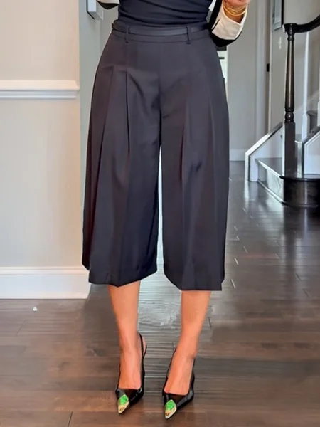 

Urban Plain Buttoned Straight Pants, Black, Pants